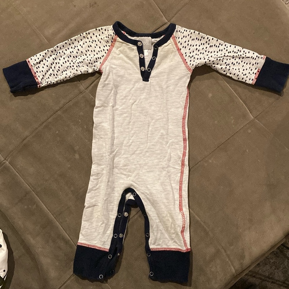 Coccoli 6M one piece outfit with button up bottom. EUC